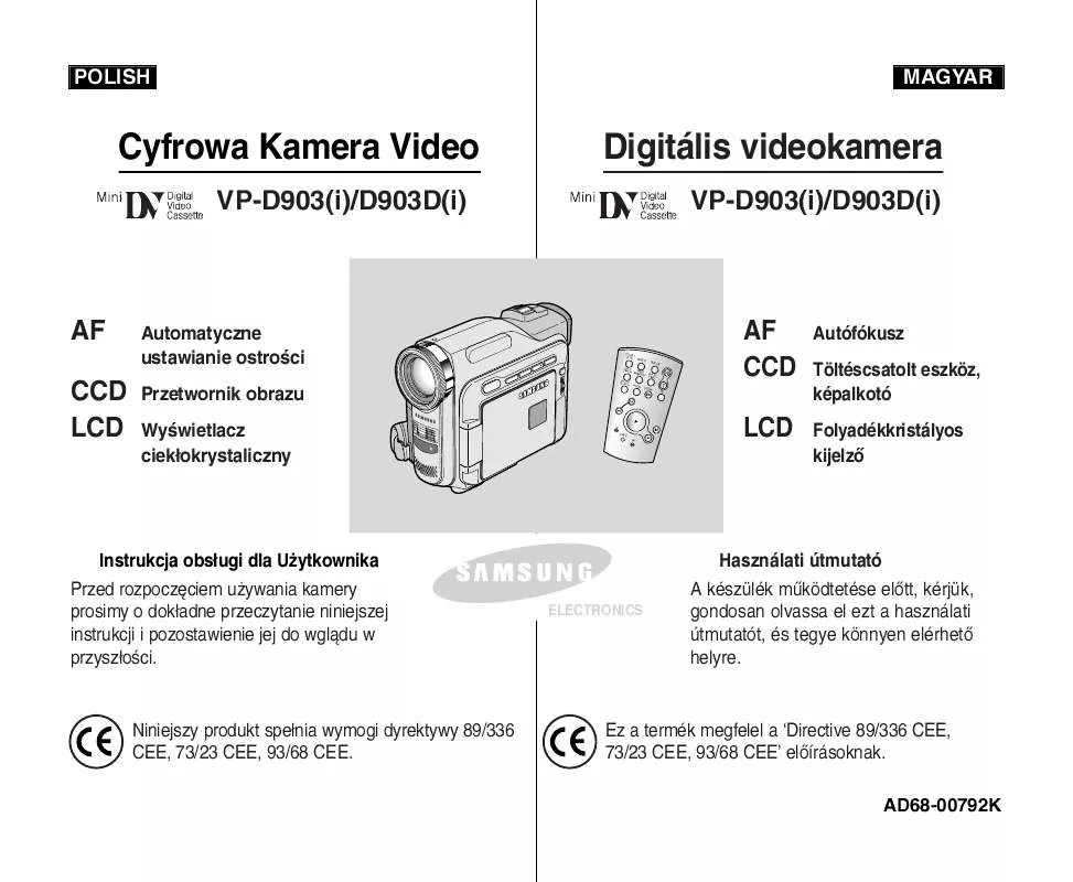 Mode d'emploi SAMSUNG VP-D903I