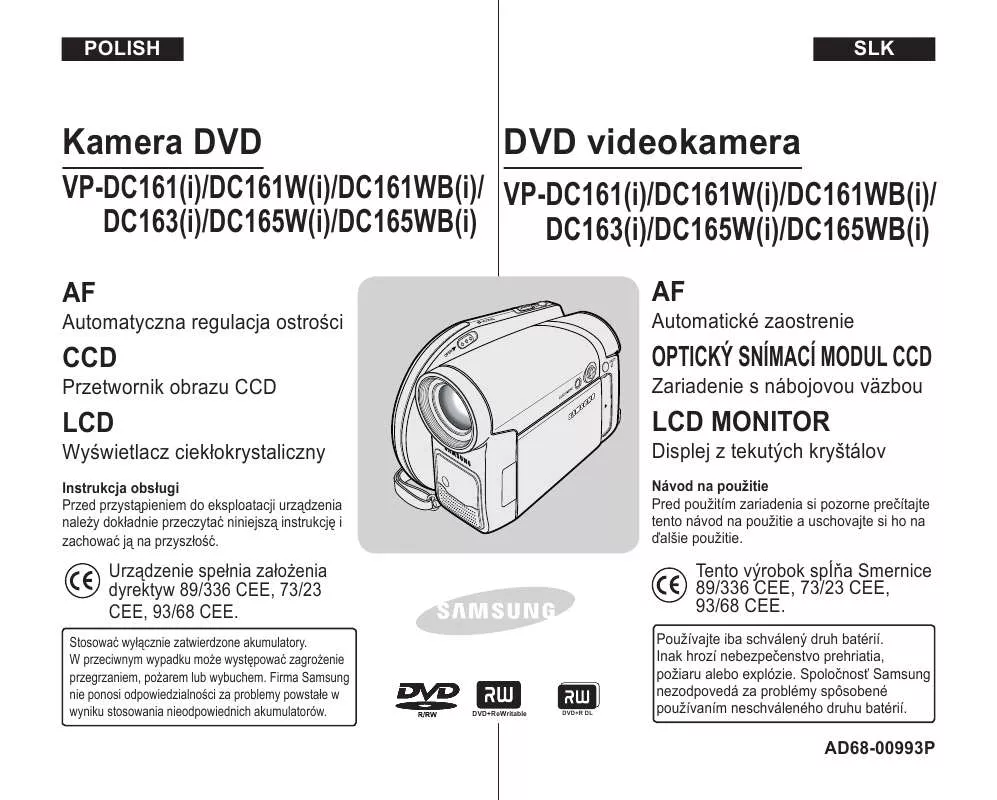 Mode d'emploi SAMSUNG VP-DC165W