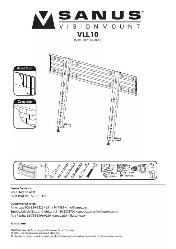 Mode d'emploi SANUS SYSTEMS VLL10