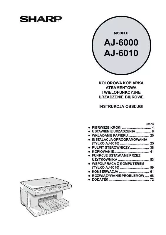 Mode d'emploi SHARP AJ-6000