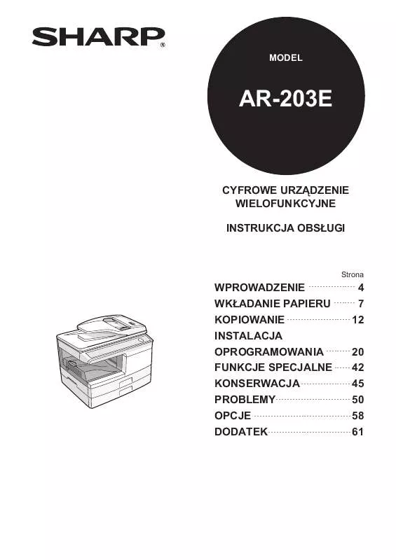 Mode d'emploi SHARP AR-203E