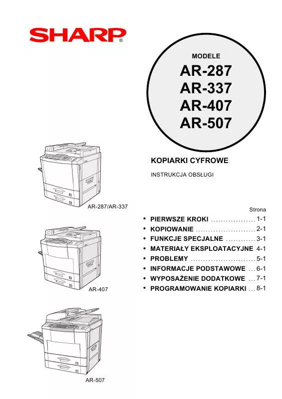 Mode d'emploi SHARP AR-287/337/407/507