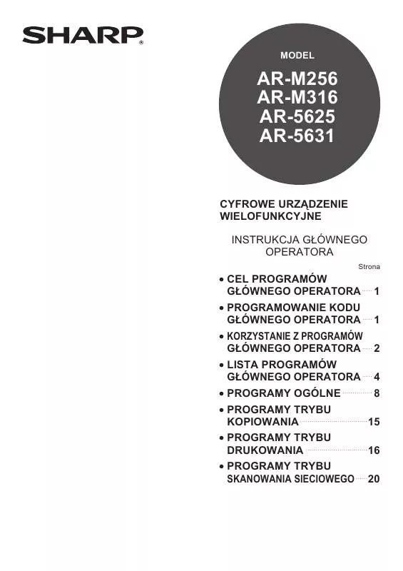 Mode d'emploi SHARP AR-M256/M316/5625/5631