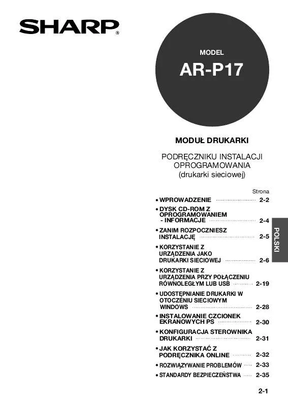 Mode d'emploi SHARP AR-P17