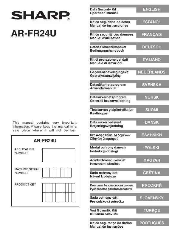 Mode d'emploi SHARP AR-FR24U