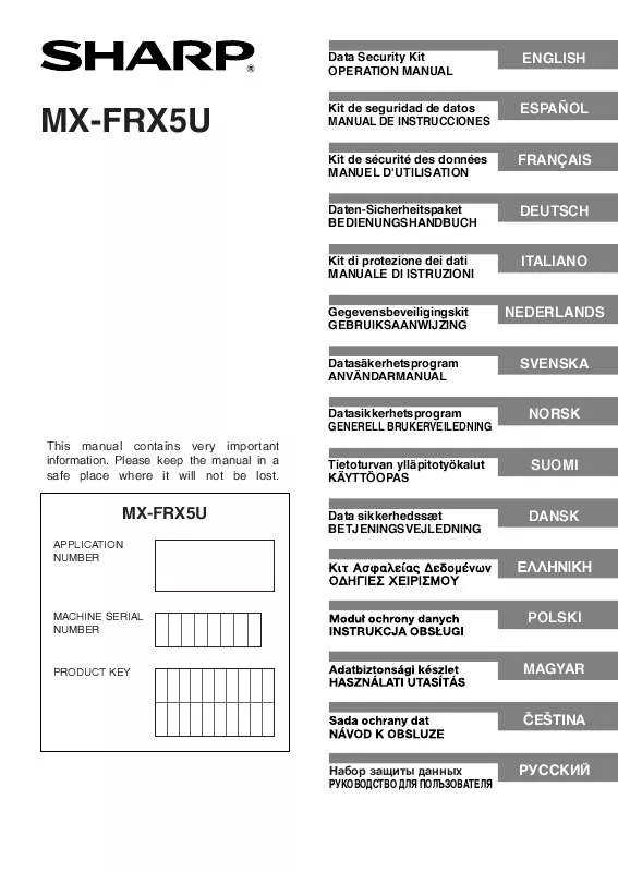 Mode d'emploi SHARP MX-FRX5U