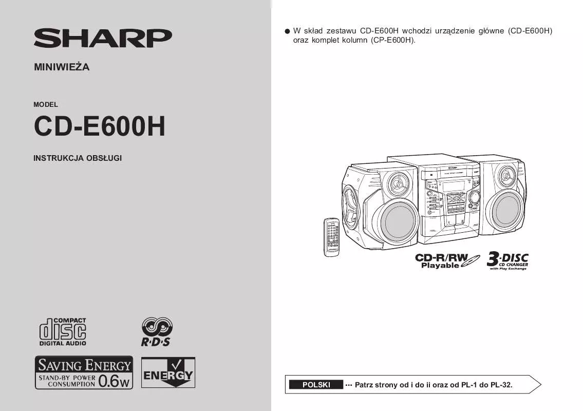 Mode d'emploi SHARP CD-E600H