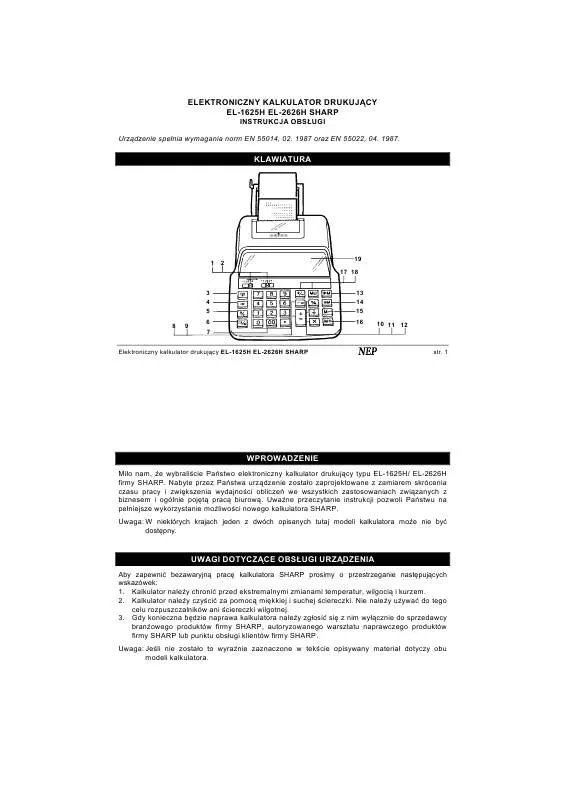 Mode d'emploi SHARP EL-2626H