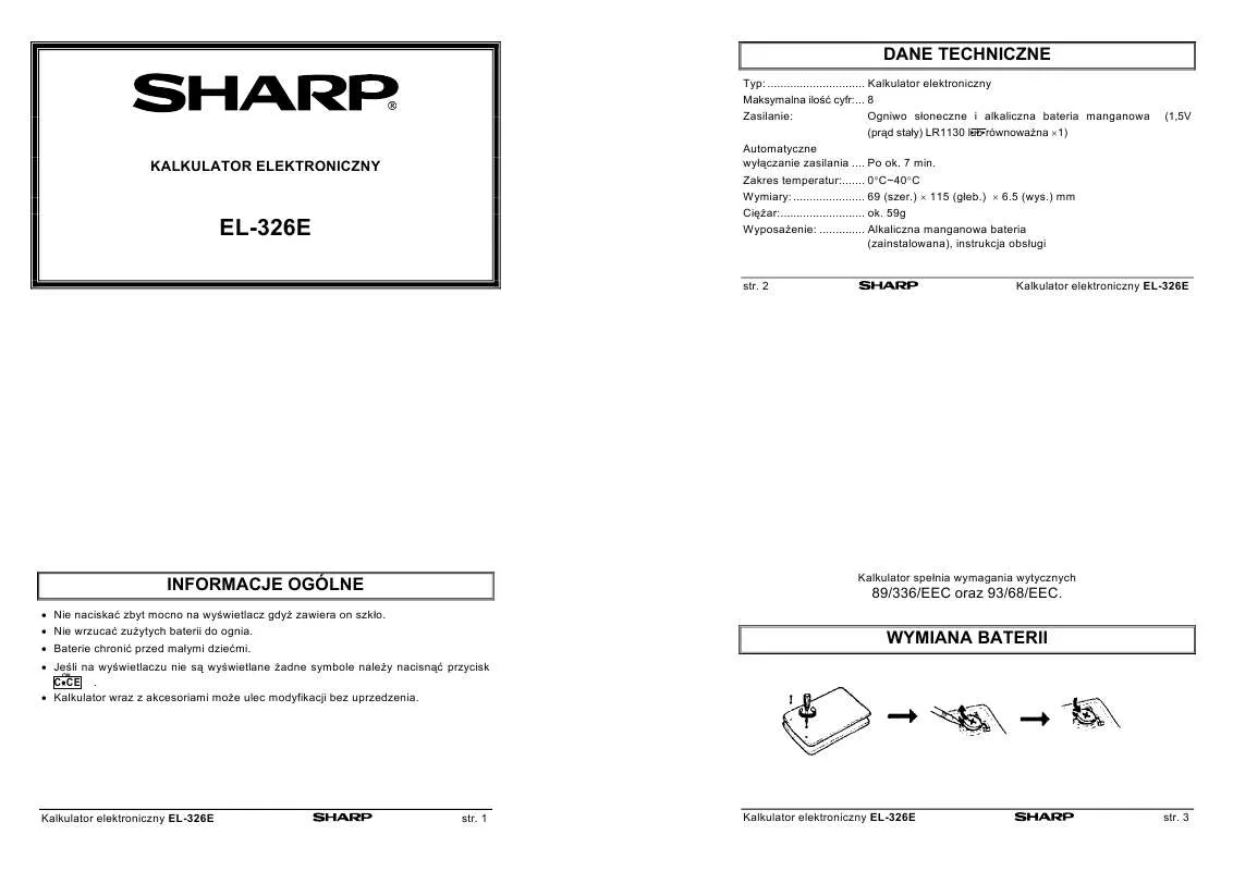 Mode d'emploi SHARP EL-326E