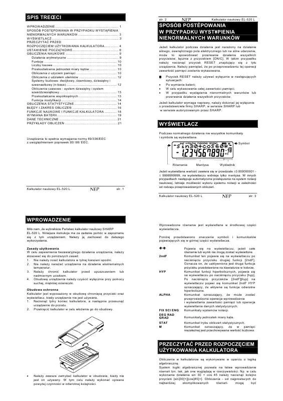 Mode d'emploi SHARP EL-520L