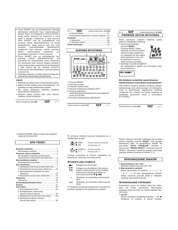 Mode d'emploi SHARP EL-6050