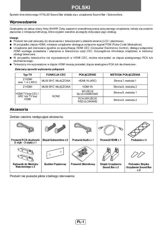 Mode d'emploi SHARP HT-SL50