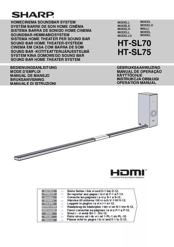 Mode d'emploi SHARP HT-SL75