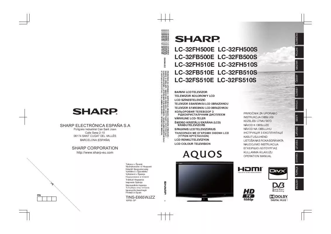 Mode d'emploi SHARP LC-32FB500E