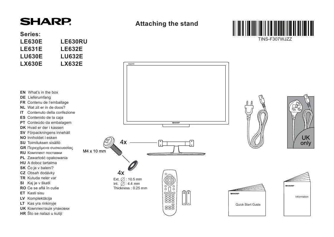 Mode d'emploi SHARP LE630E