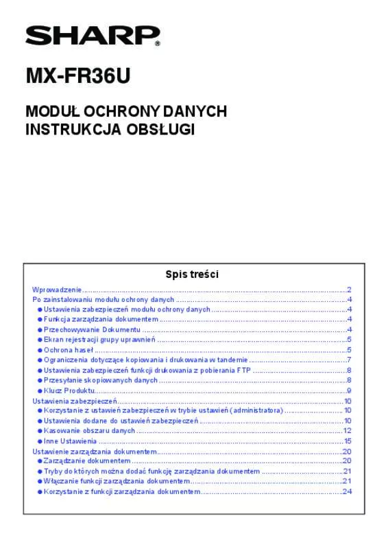 Mode d'emploi SHARP MX-6240N/MX-7040N/MX-FR36U