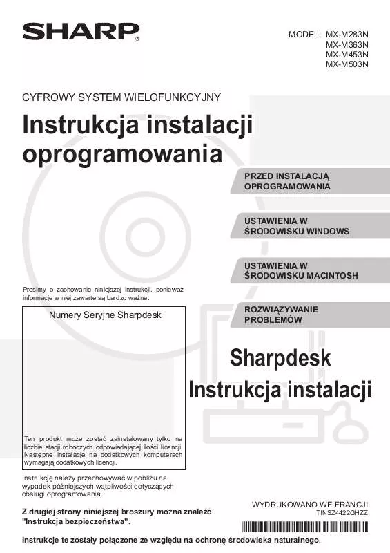 Mode d'emploi SHARP MX-M283