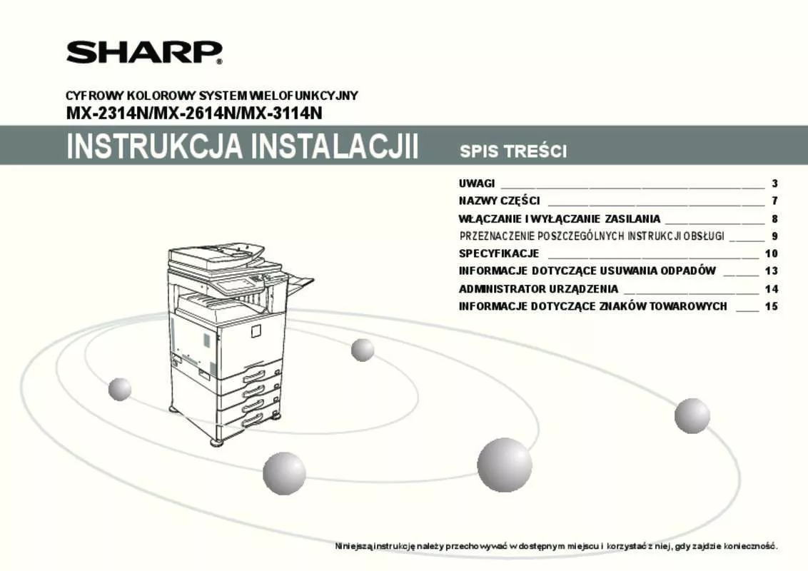 Mode d'emploi SHARP MX2X14N/3114N