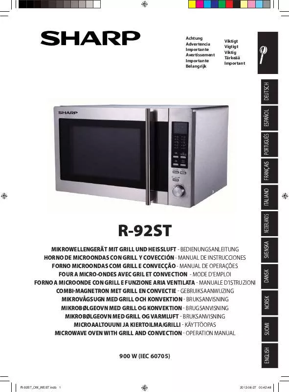 Mode d'emploi SHARP R-92ST