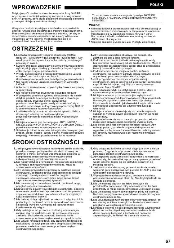 Mode d'emploi SHARP SJ-F72PC