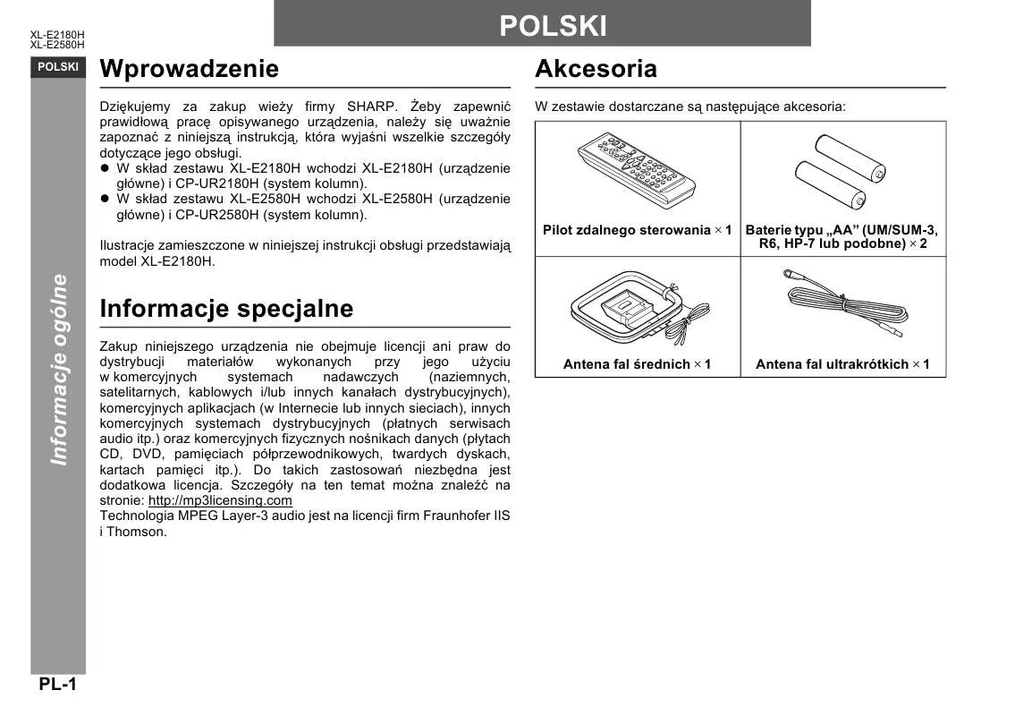 Mode d'emploi SHARP XL-E2180H