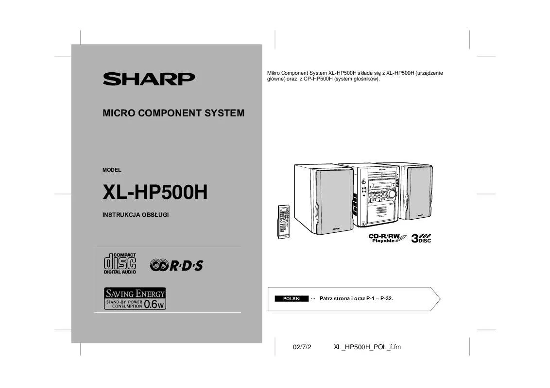 Mode d'emploi SHARP XL-HP500H