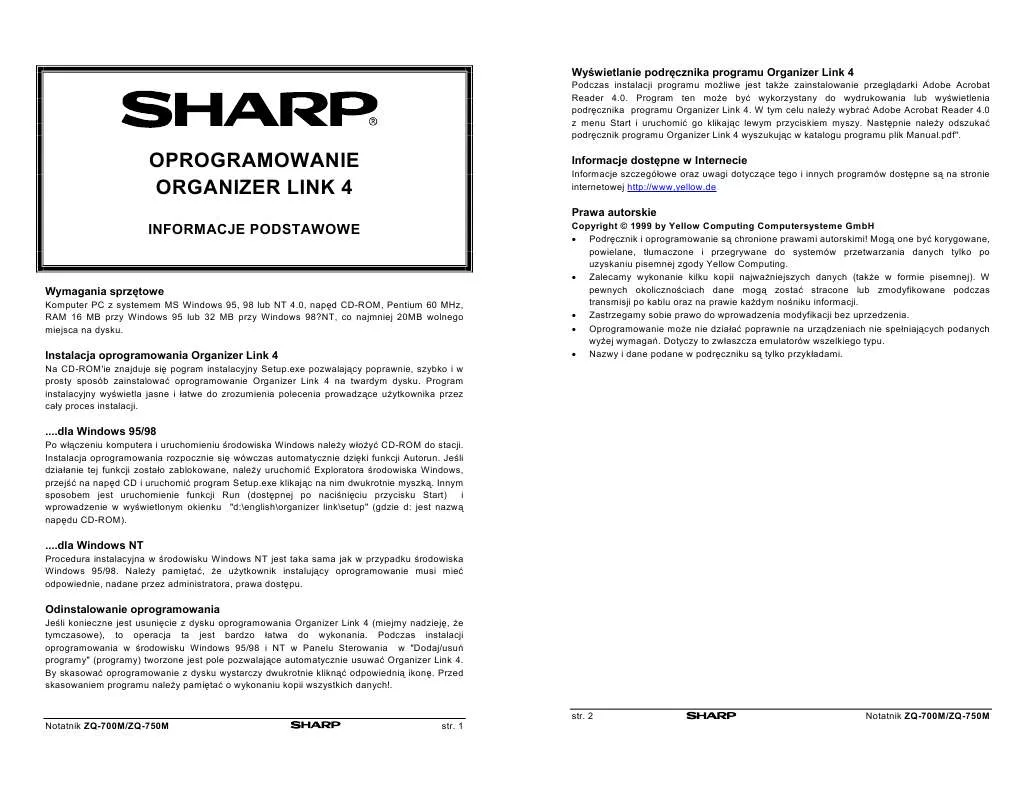 Mode d'emploi SHARP ZQ-700M