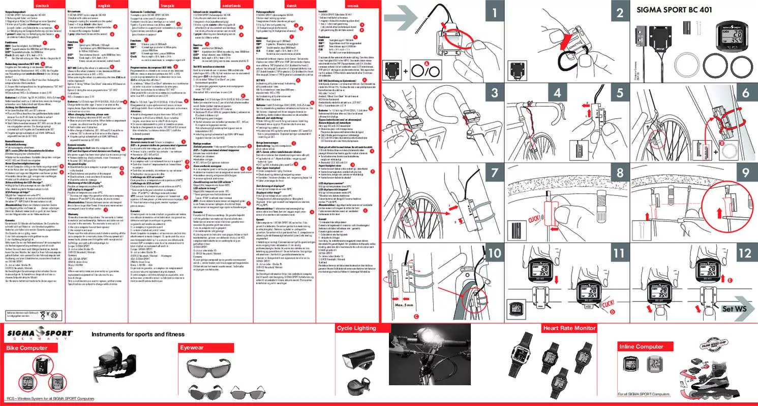 Mode d'emploi SIGMA SPORT BC 401