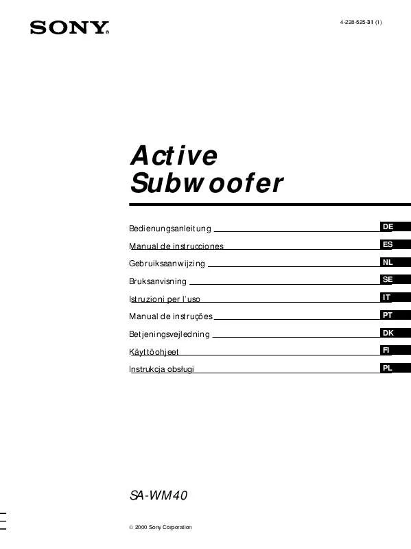 Mode d'emploi SONY SA-WM40