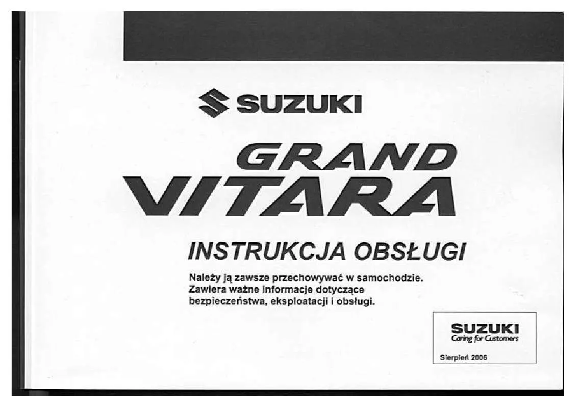 Mode d'emploi SUZUKI GRAND VITARA