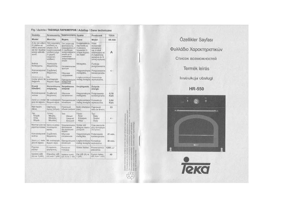 Mode d'emploi TEKA HR-550