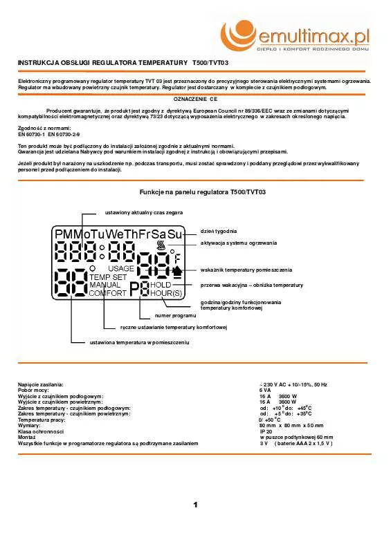 Mode d'emploi THERMOVAL TVT 03