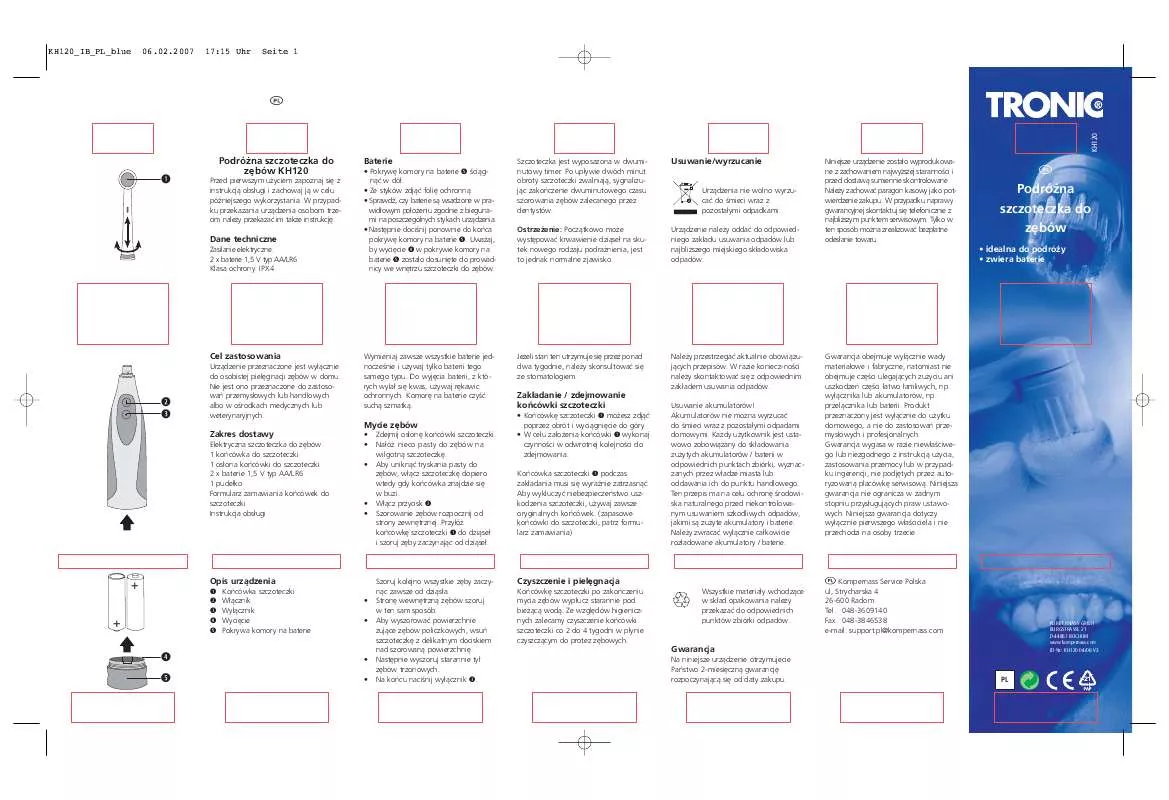 Mode d'emploi TRONIC KH 120 TRAVELLING TOOTHBRUSH