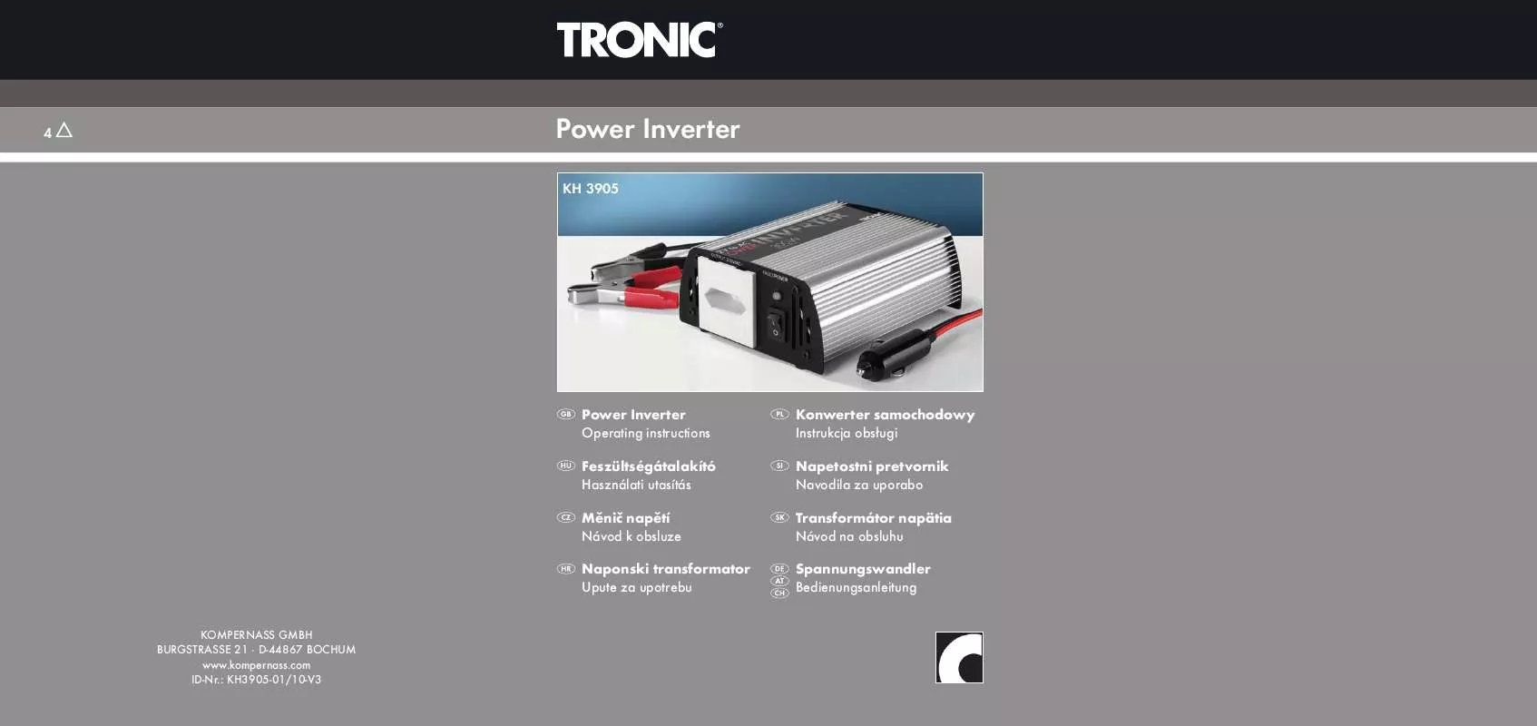 Mode d'emploi TRONIC KH 3905 POWER INVERTER