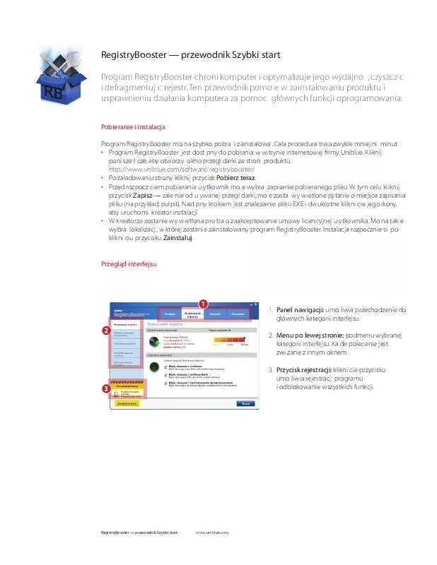 Mode d'emploi UNIBLUE REGISTRY BOOSTER