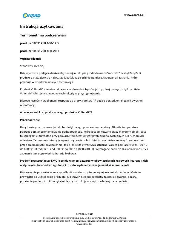 Mode d'emploi VOLTCRAFT IR 650-12D