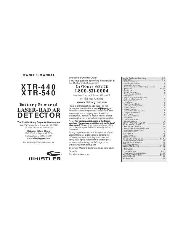 Mode d'emploi WHISTLER XTR-540_E