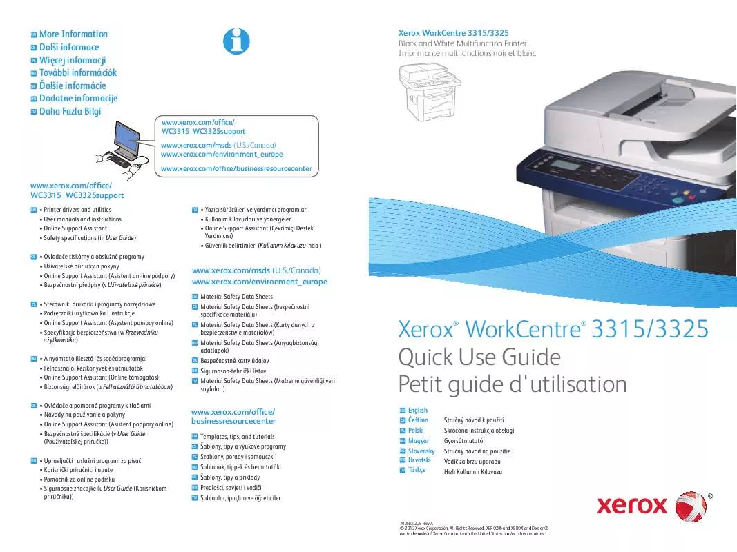 Mode d'emploi XEROX WORKCENTRE 3315