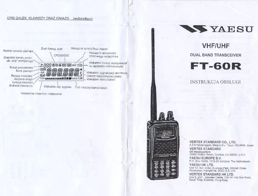 Mode d'emploi YAESU FT-60R