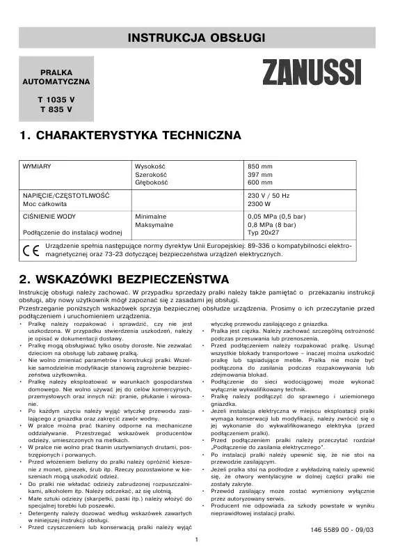 Mode d'emploi ZANUSSI T1035V