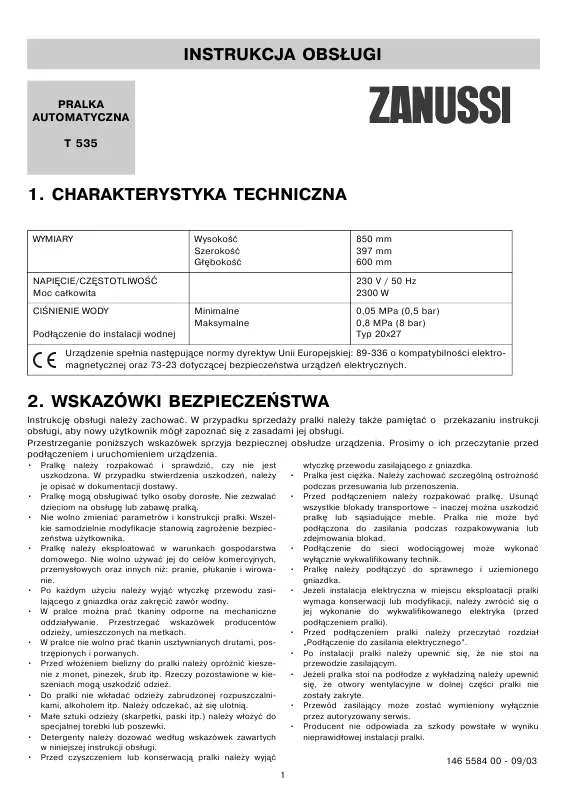 Mode d'emploi ZANUSSI T535