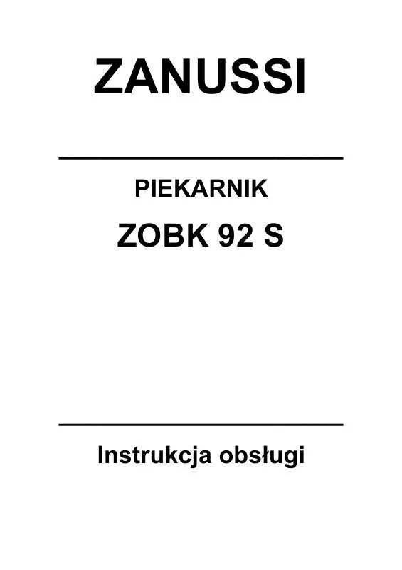 Mode d'emploi ZANUSSI ZOBK92SX
