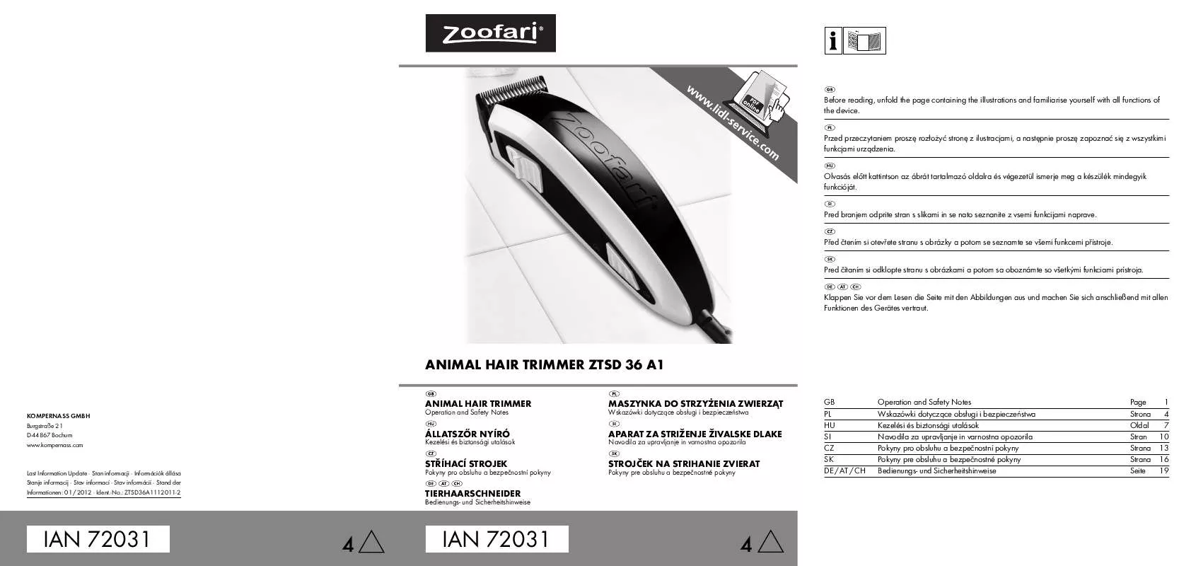 Mode d'emploi ZOOFARI ZTSD 36 A1